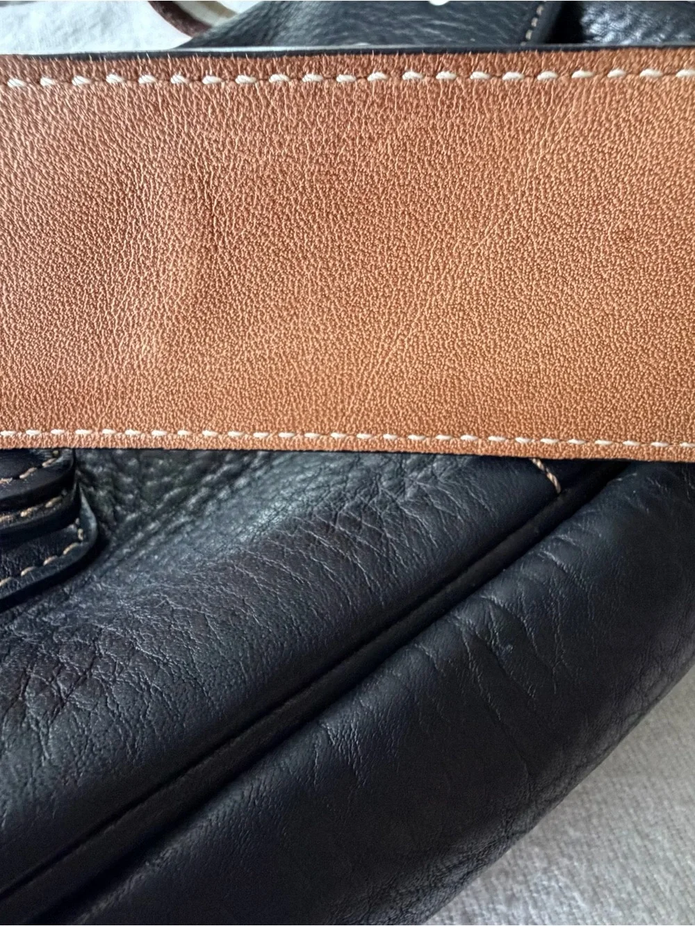 Vintage Coach Black Leather Crossbody Bag with Striped Strap for women